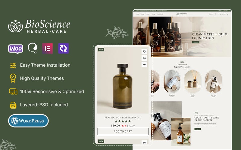 BioScience – Gestaltetes WooCommerce-Theme für natürliche Schönheitspflege