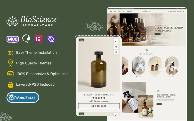 BioScience - Tema WooCommerce elaborado para cuidados de beleza natural