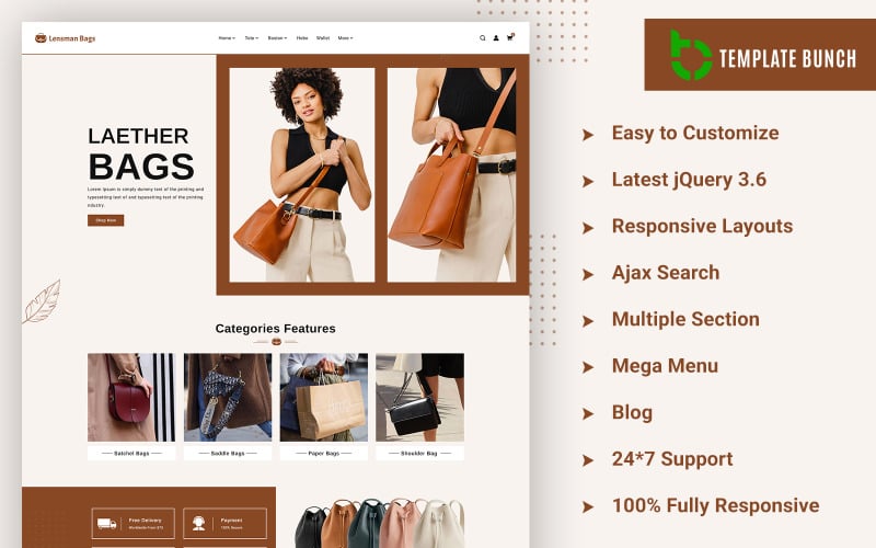 Lensman Bags - Responsive Shopify Theme for eCommerce