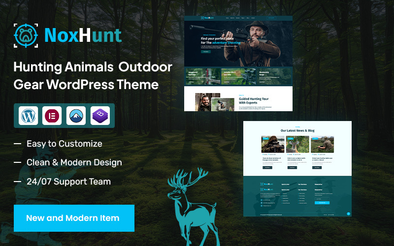 Tema de WordPress para equipos de caza de animales al aire libre