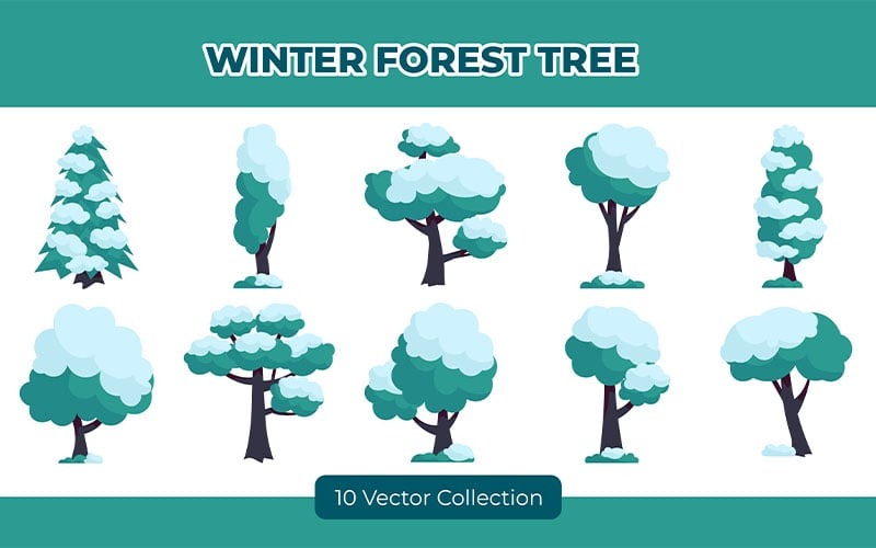 Collection de jeux de vecteurs d'arbres forestiers d'hiver