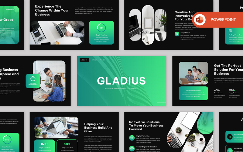 Gladius - Modèle PowerPoint d'affaires moderne