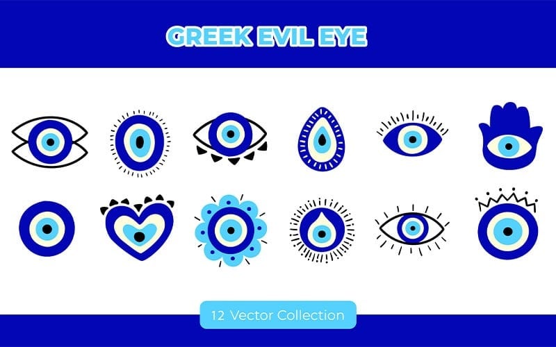 Grekiska Evil Eye Vector Set Collection