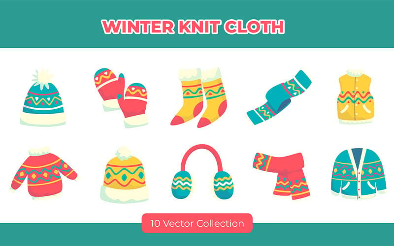 Winter gebreide doek Vector Set collectie