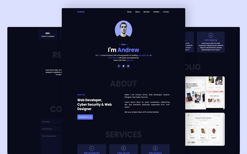 Andrew - Modèle d'une page de portfolio personnel réactif