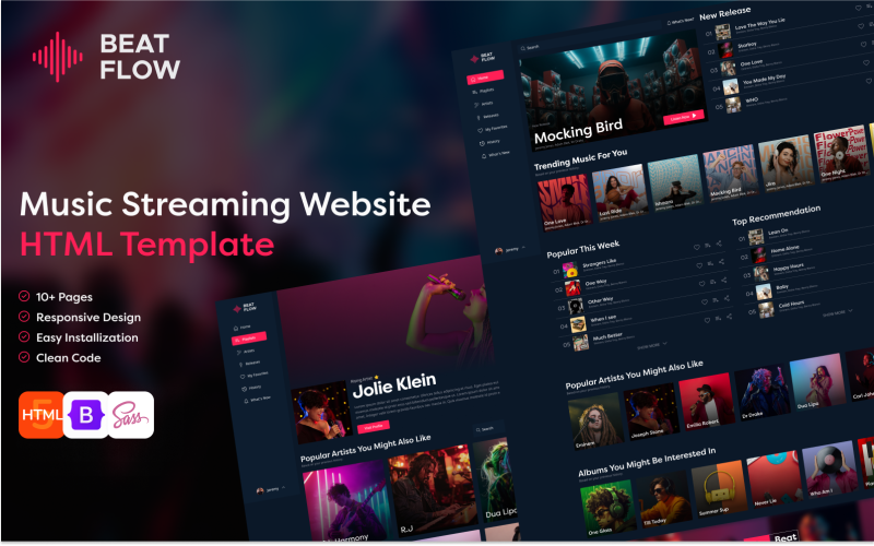 BeatFlow: идеальный музыкальный HTML-шаблон для групп и исполнителей