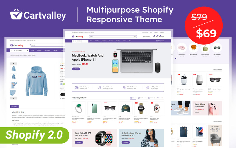 Cartvalley - Multifunctionele e-commerce winkel Shopify 2.0 responsief thema