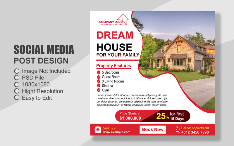 Real Estate Social Media Post Template in PSD - 098