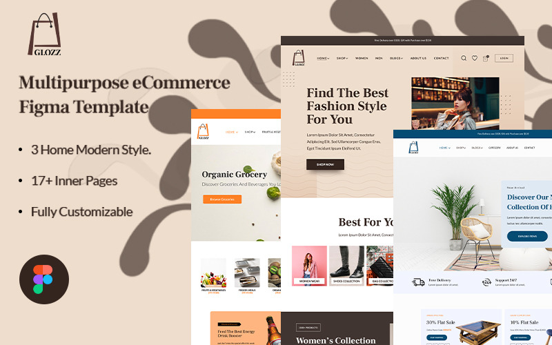 Glozz — Многоцелевой шаблон Figma для электронной коммерции