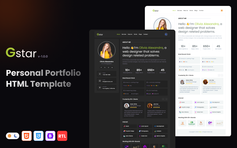 Gstar - Modèle HTML de portfolio personnel