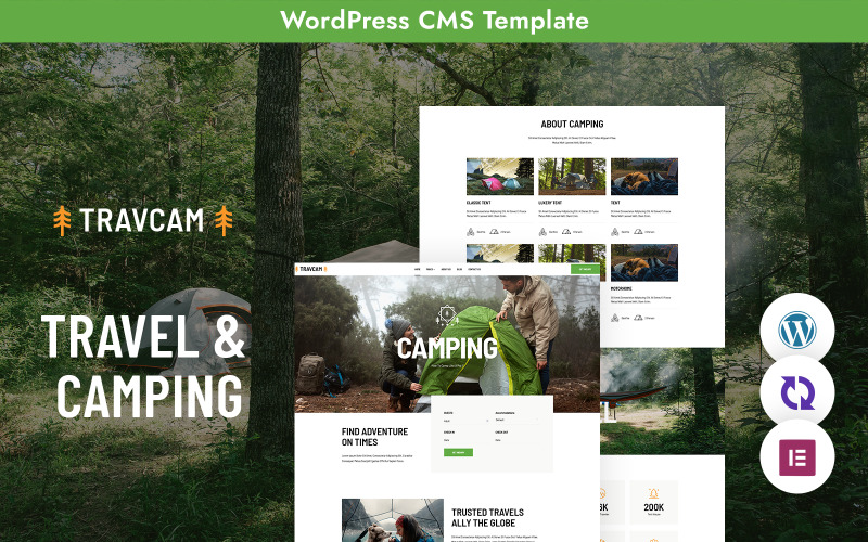 Travcam - Tema WordPress responsivo multifuncional para viagens e acampamentos