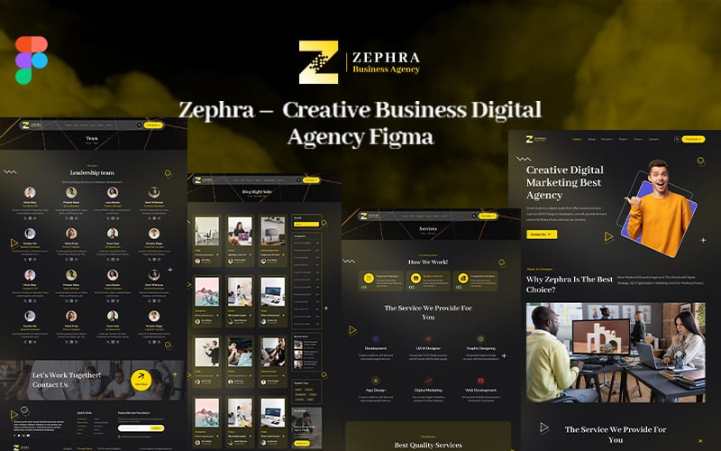 Zephra – Figma-sjabloon voor creatief digitaal bureau