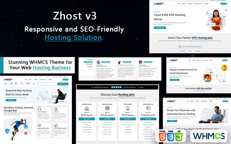 Zhostv3 WHMCS och HTML-tema