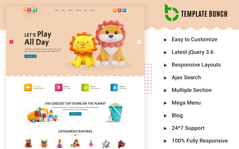 Brinquedos infantis - Tema Prestashop responsivo para comércio eletrônico