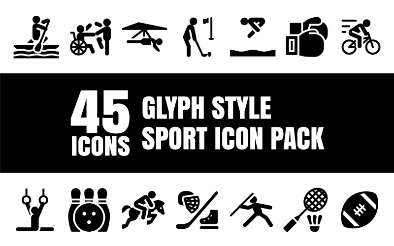 Glypiz - Multifunctioneel sportpictogrampakket in Glyph-stijl