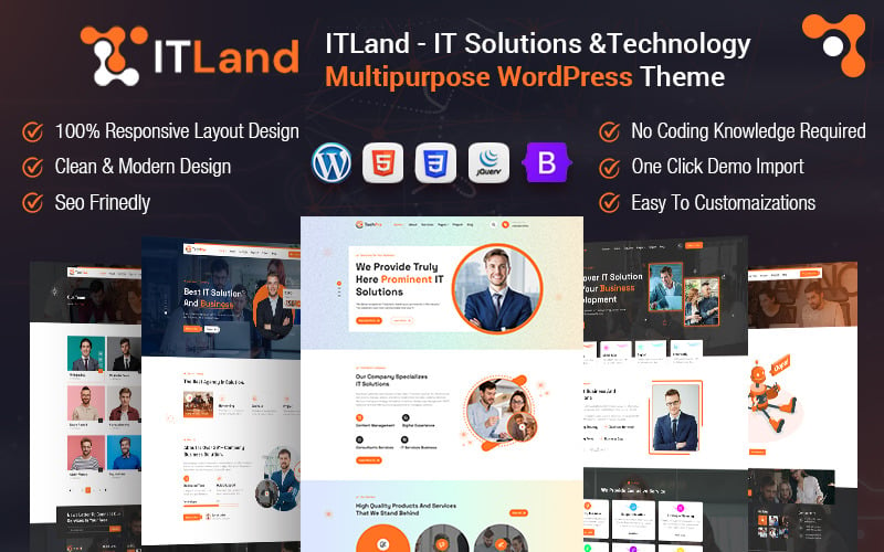 ITLand - IT-oplossingen en technologie sbusiness Multifunctioneel WordPress-thema