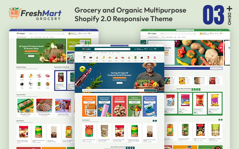 FreshMart - Organic 食物, Fruit & Vegetables Store 多用途 Shopify 2.响应式主题