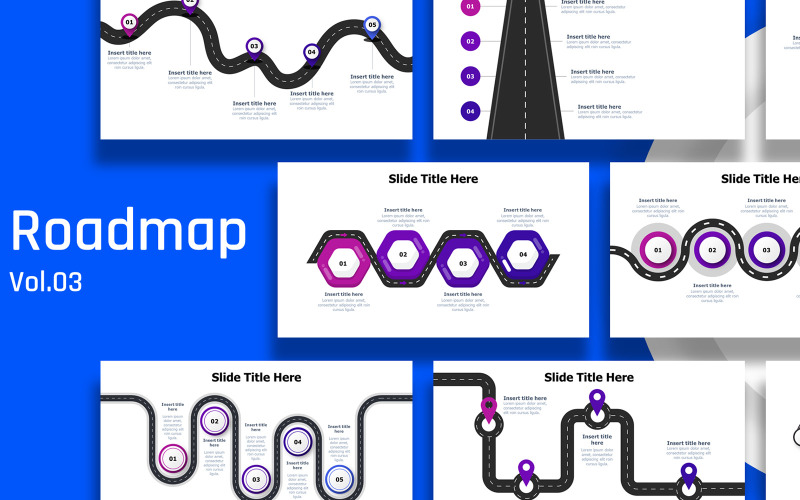 Zakelijke routekaart infographic dia's