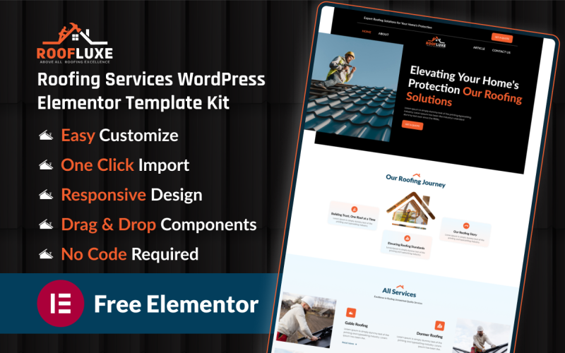 Dachdeckerdienste WordPress Elementor Template Kit