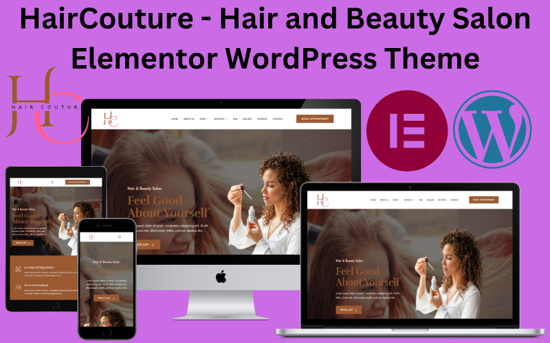 HairCouture - motyw WordPress dla salonu fryzjerskiego i kosmetycznego Elementor