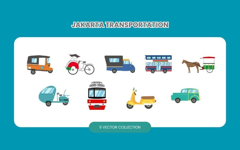 Jakarta Doprava Vector Set