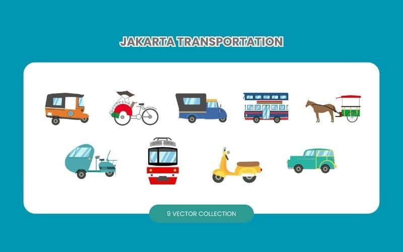 Jakarta Transport Vektor Set