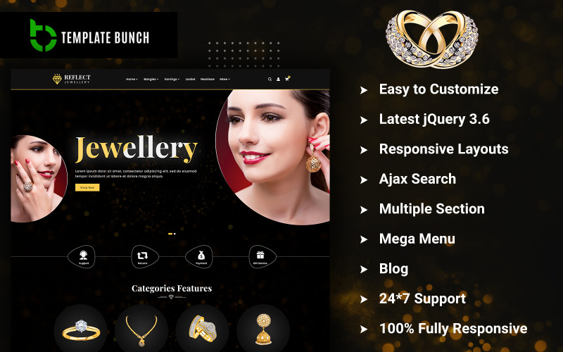 Reflect Jewellery — адаптивна тема Shopify для електронної комерції