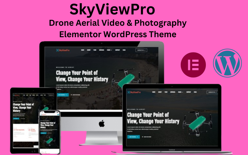 SkyViewPro - Drone Hava Videosu ve Fotoğrafçılığı Elementor WordPress Teması