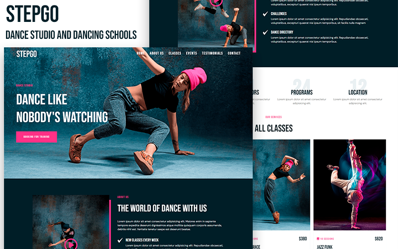 Stepgo - Tanzstudio & Tanzschulen HTML5 Landing Page