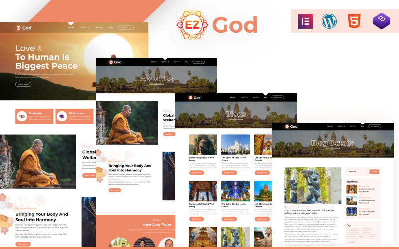 EZ God: тема WordPress для комплексного поклонения и религиозных услуг