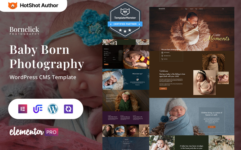 Bornclick – Baby Born fotózás és fotóportfólió WordPress Elementor téma