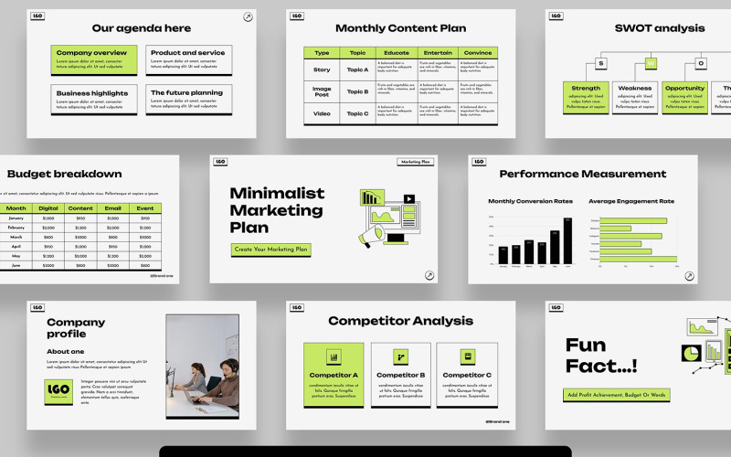 Minimalistisch marketingplan Google Slides