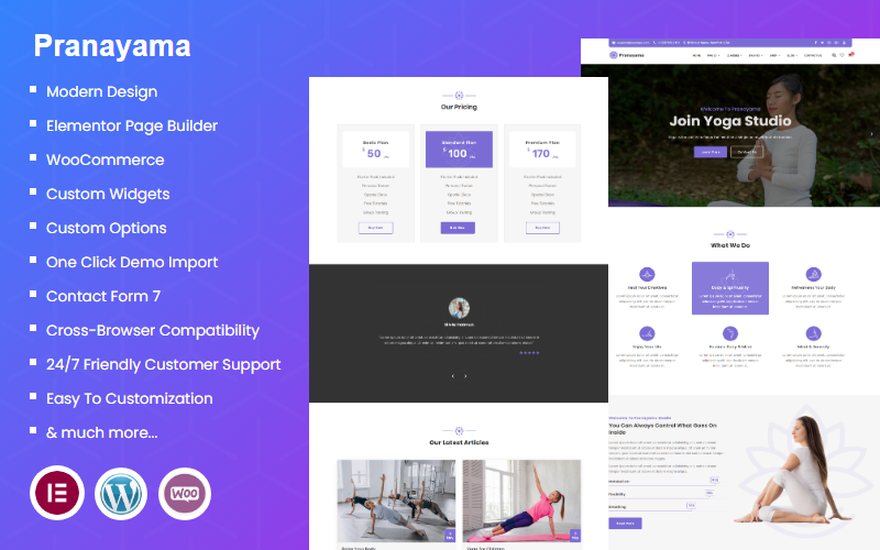 Pránájáma - Jóga a meditace WordPress Elementor téma