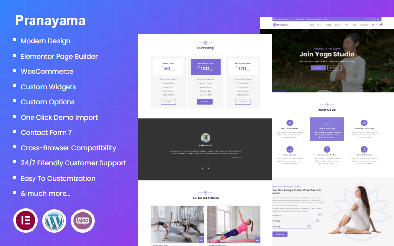 Pranayama - Yoga & Meditation WordPress Elementor-tema