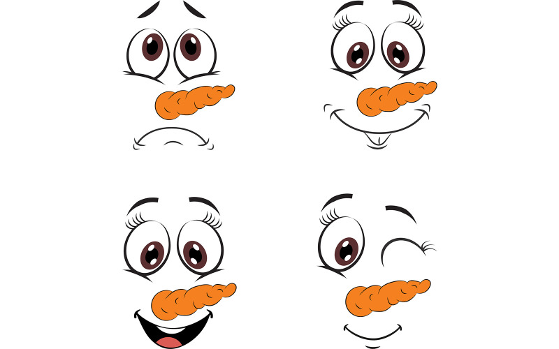 Roztomilý sněhulák Emoji Vector Set