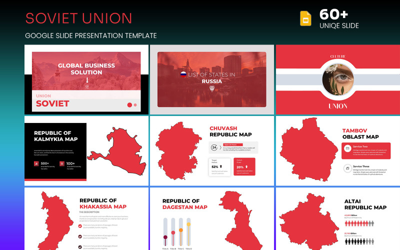 Karte der Sowjetunion und aller Staaten Russlands, klare Google-Folie