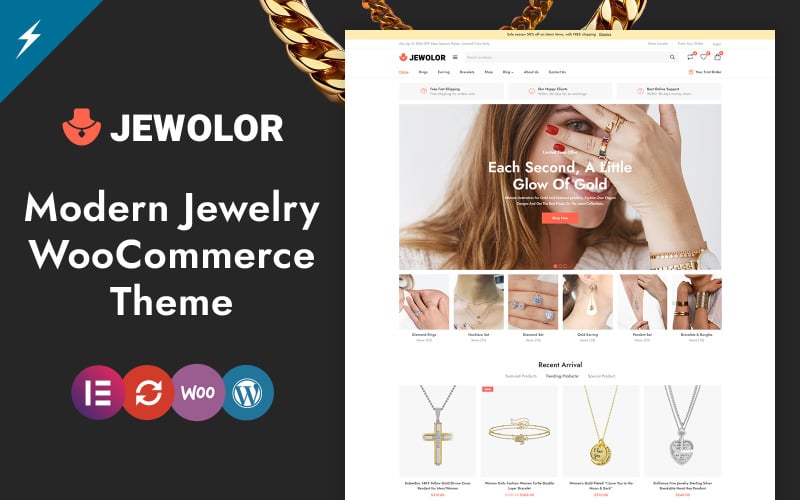 Jewolor — тема Elementor WooCommerce для ювелирного магазина