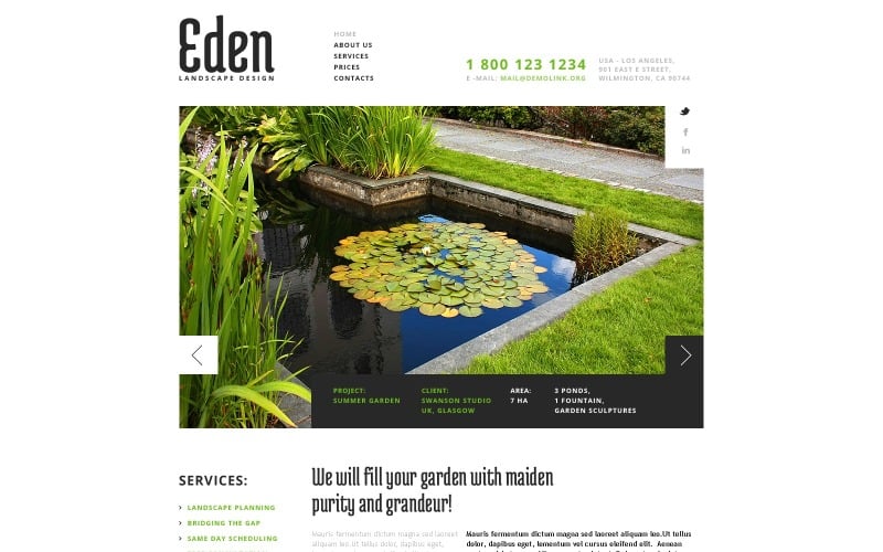 Landscape Design Responsive Website Mall