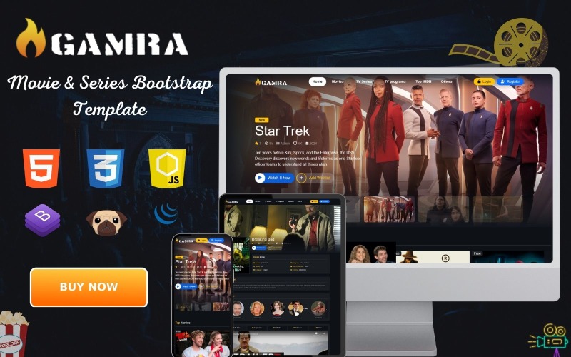 Bootstrap-sjabloon voor Gammra-films en tv-series