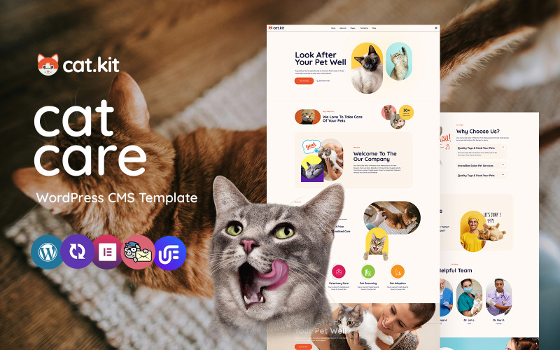 Catkit: tema WordPress Elementor multiuso per la cura e la toelettatura degli animali domestici