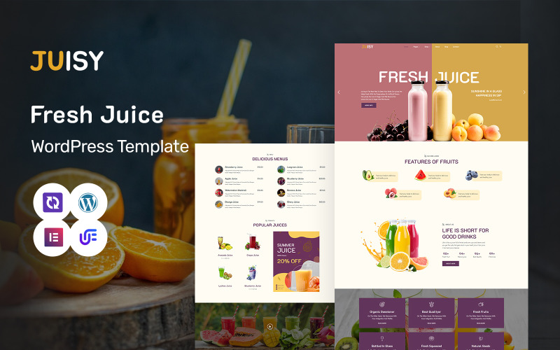 Juisy - Fabricante de loja de sucos de alimentos Tema WordPress Elementor