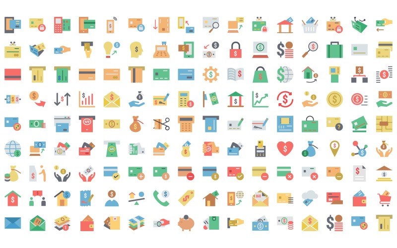 Omfattande Modern Digital Finance Vector Icons Collection för finansiella och Fintech-applikationer