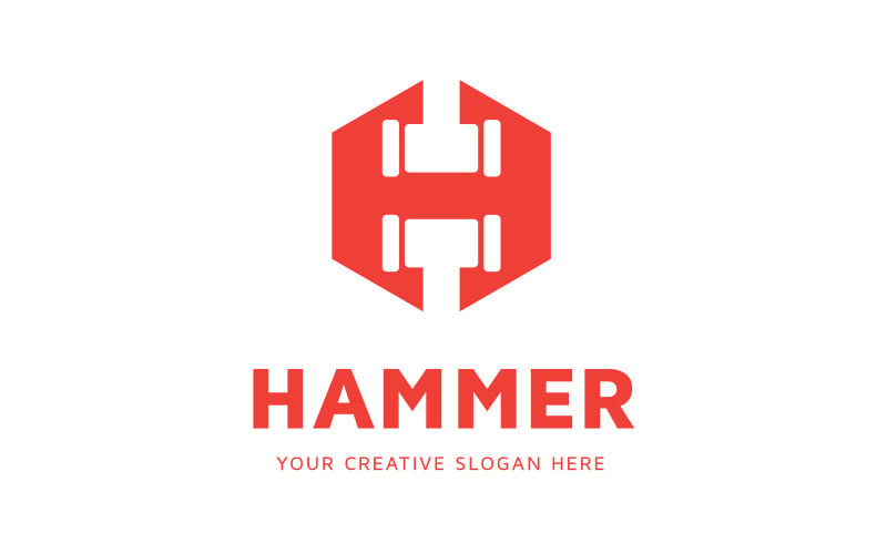 Zeshoekige hamer H brief Logo ontwerp