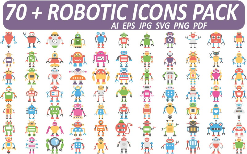 Uitgebreid robotpictogrammenpakket - 70+ hoogwaardige vectorpictogrammen