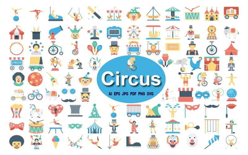 Nyckfull cirkus ikoner samling för kreativa projekt