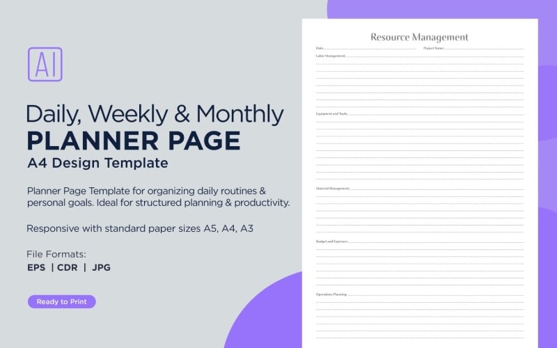 Generic Resource Management Planning Pages Planner Template 59