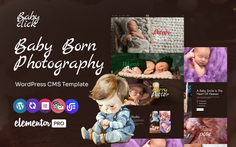 Baby click — багатоцільова тема WordPress Elementor для фотостудії Babyborn