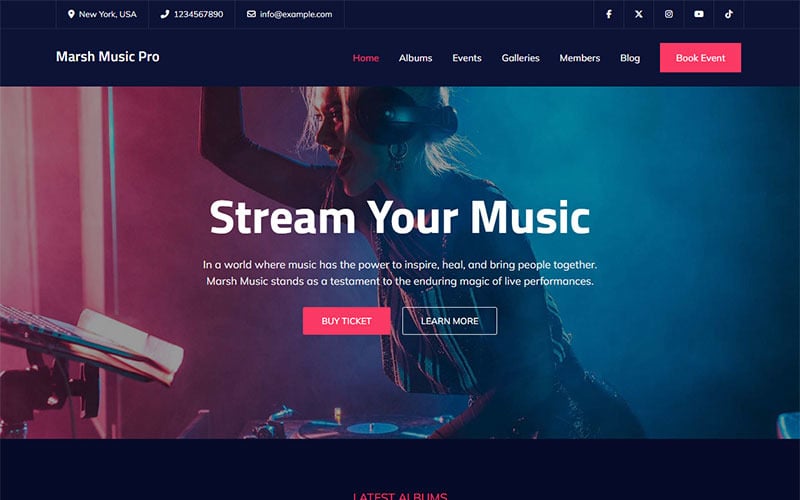 Marsh Music Pro - Tema WordPress musicale basato su Elementor