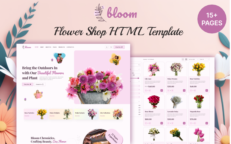 Bloom - Blomsteraffär HTML-webbplatsmall