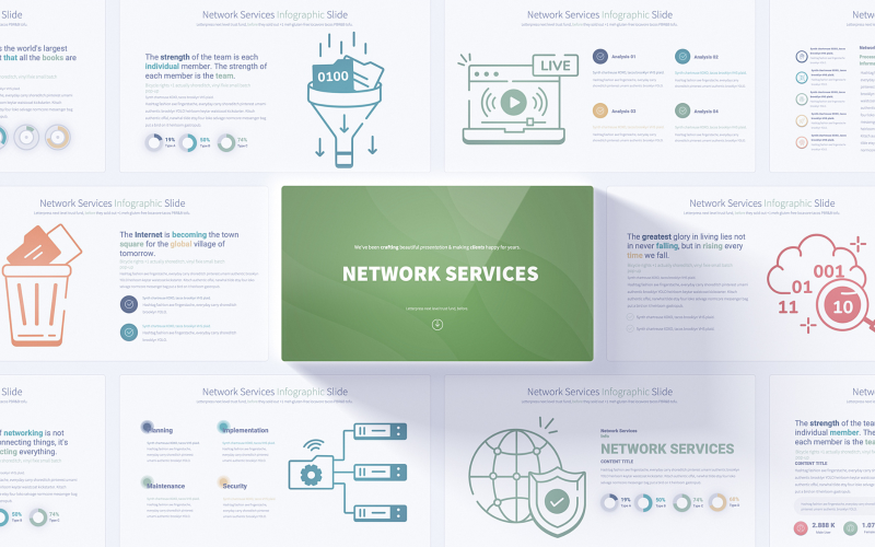 Diapositives infographiques PowerPoint sur les services de réseautage professionnel